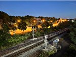 Exchange St signals at night.